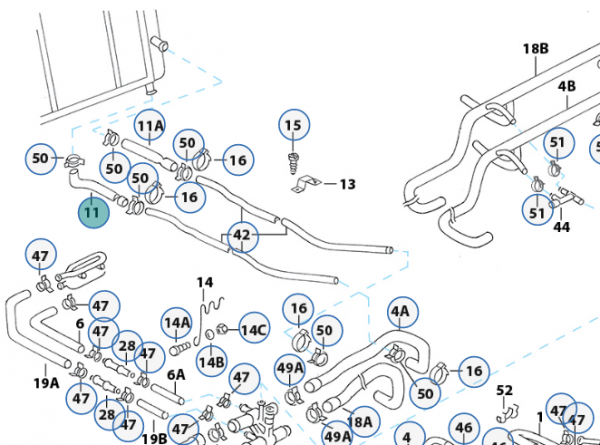 Radiator hose lower radiator to water pipe VW Bus T3 1.9,1.6-1.7D TD,2.1,1.6-2.1 Benziner & Diesel Transporter ref no. 251121083H